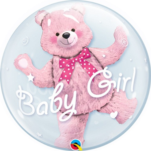 Baby Meisje Roze Beer Dubbele Bubbel Ballon - 61 cm